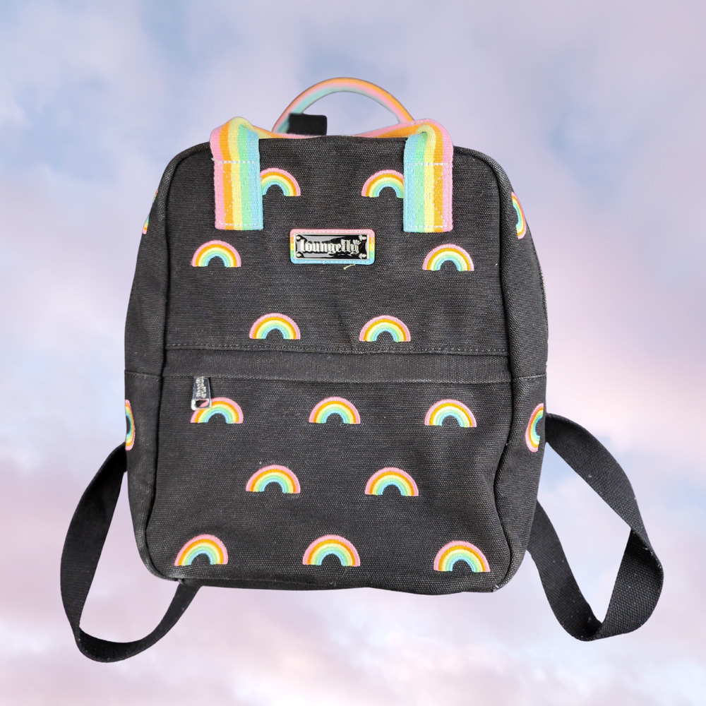 Loungefly Embroidered Sky Rainbow Pride Canvas Mini Backpack Travel Festival